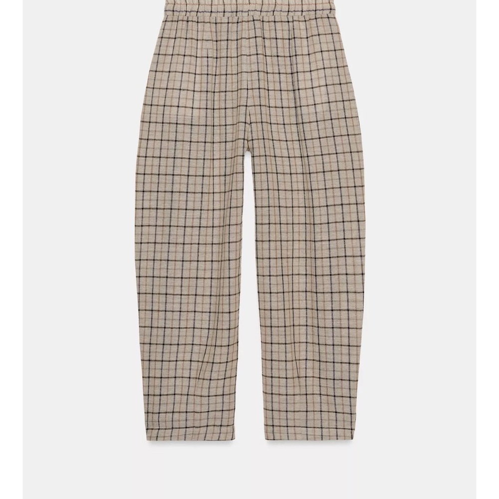 Zara Checkered Tan Chinos for Women